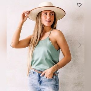 High neck satin tank top